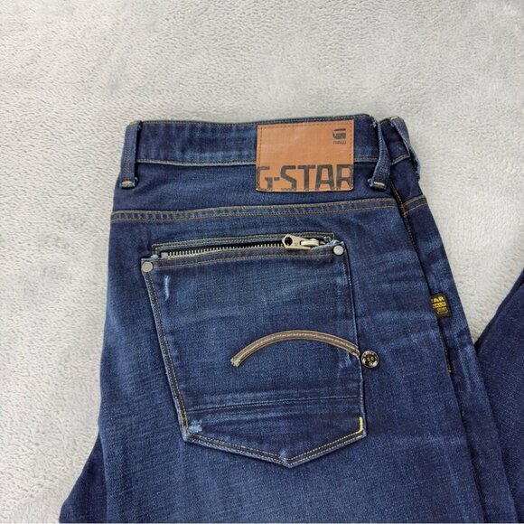 G-Star Men's Sz 42x31 Attacc Low Straight Leg Jeans Button Fly Dark Indigo Blue - Picture 8 of 14